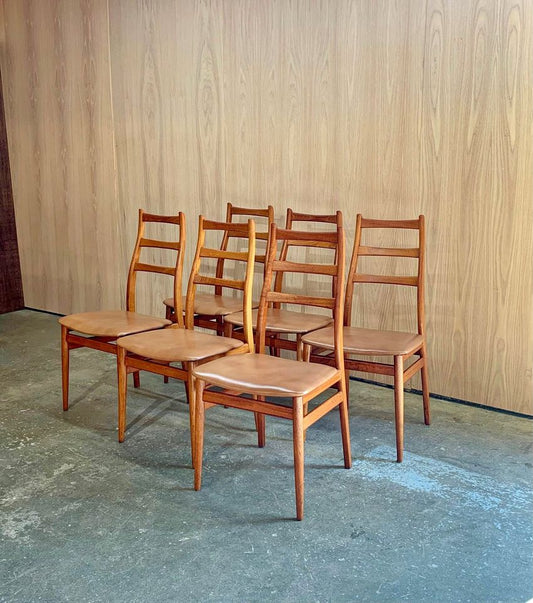 1960s Norwegian Teak and Leather Dining Chairs