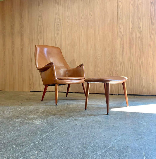 1960s Norwegian Teak and Leather Lounge Chair Set by Gerhard Berg