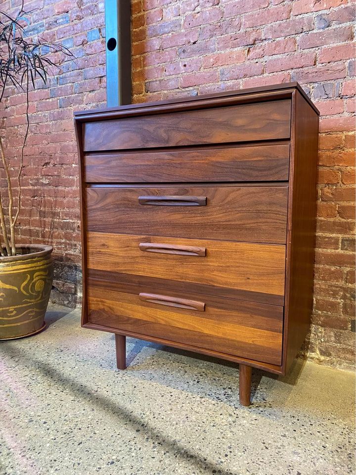 1960s Solid “African Teak” Highboy Dresser by Jan Kuypers