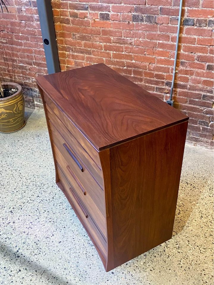 1960s Solid “African Teak” Highboy Dresser by Jan Kuypers