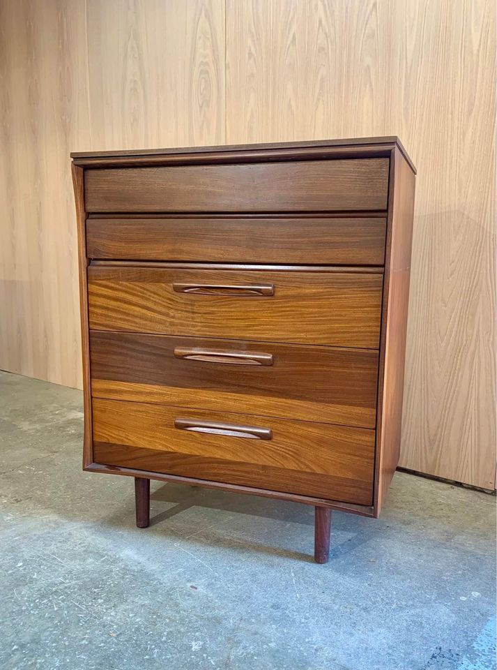 1960s Solid African Teak Highboy Dresser by Jan Kuypers