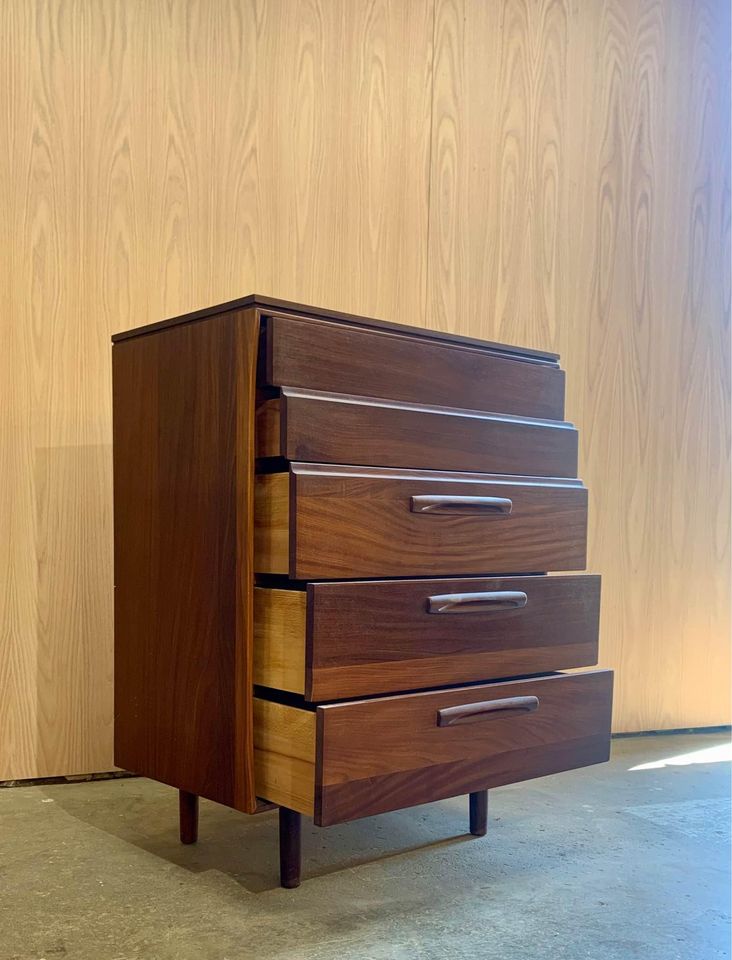 1960s Solid African Teak Highboy Dresser by Jan Kuypers