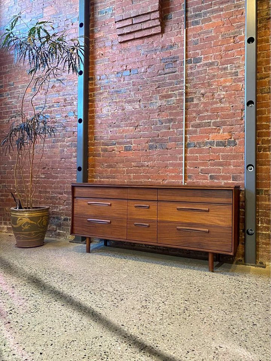 1960s Solid “African Teak” Nine Drawer Dresser by Jan Kuypers