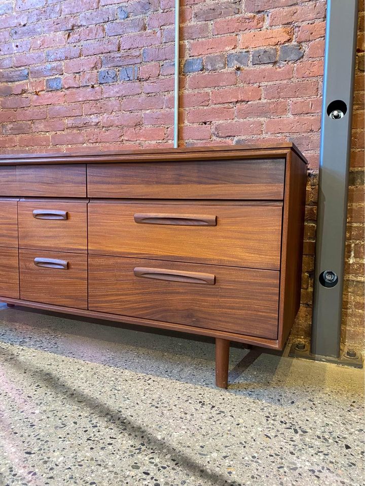 1960s Solid “African Teak” Nine Drawer Dresser by Jan Kuypers