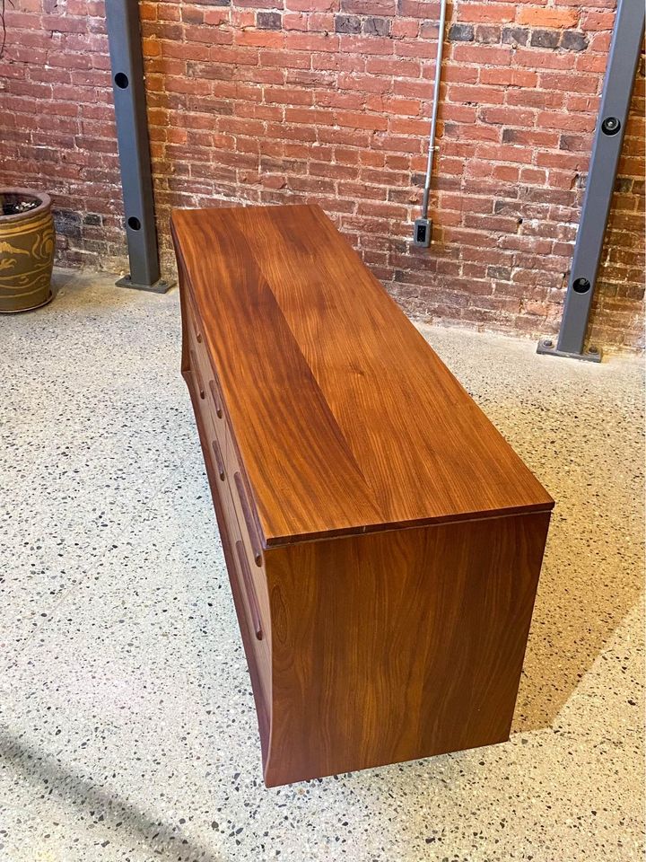 1960s Solid “African Teak” Nine Drawer Dresser by Jan Kuypers