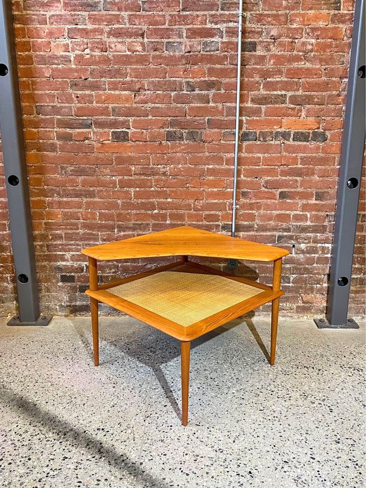 1960s Solid Teak Corner Coffee  Side  End Table by Peter Hvidt