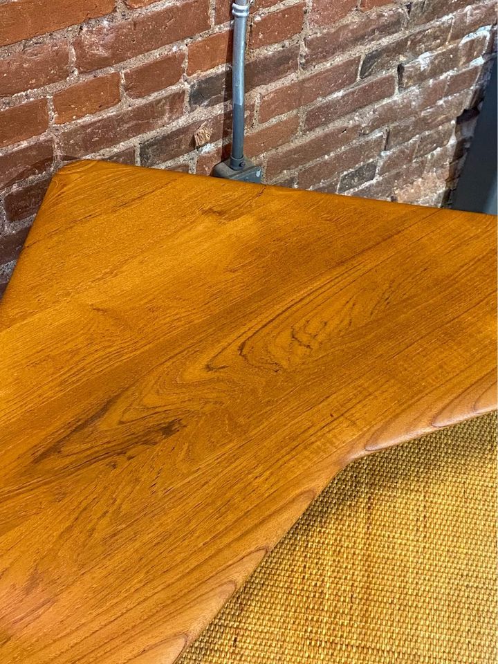 1960s Solid Teak Corner Coffee Side End Table by Peter Hvidt