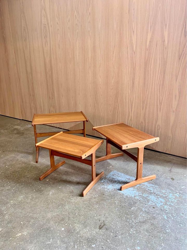 1960s Solid Teak Side End Tables