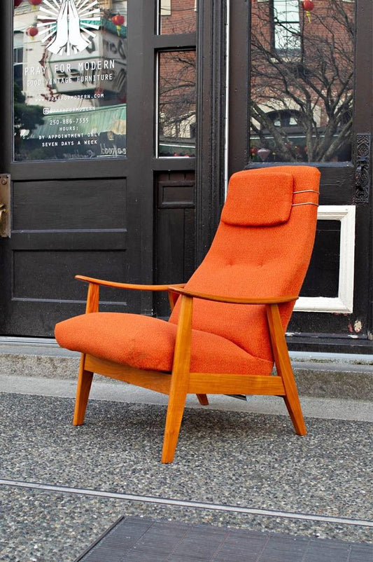 1960s Swedish Teak High Back Reclining Chair