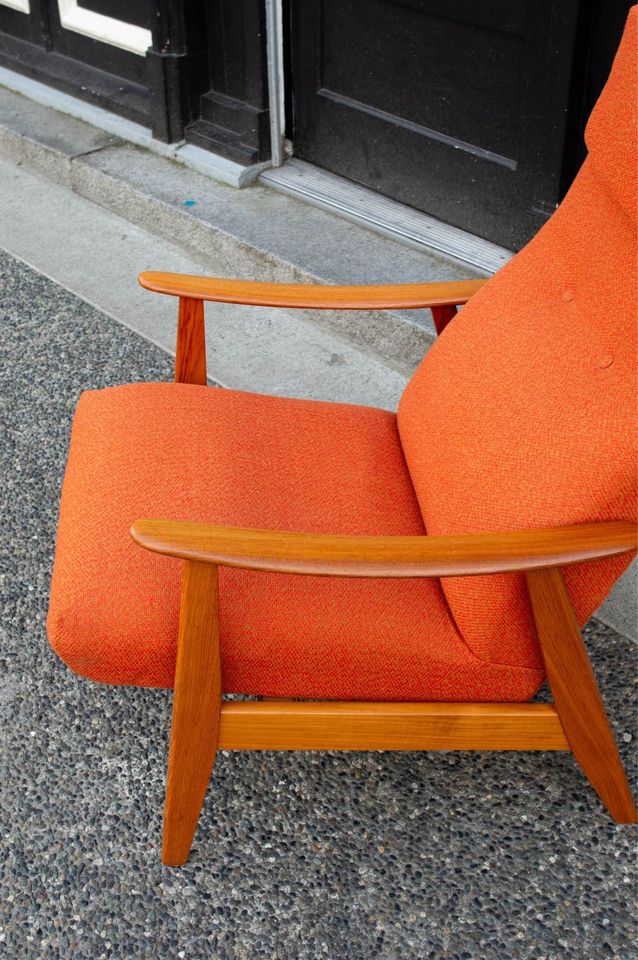 1960s Swedish Teak High Back Reclining Chair