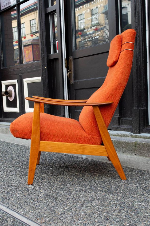 1960s Swedish Teak High Back Reclining Chair