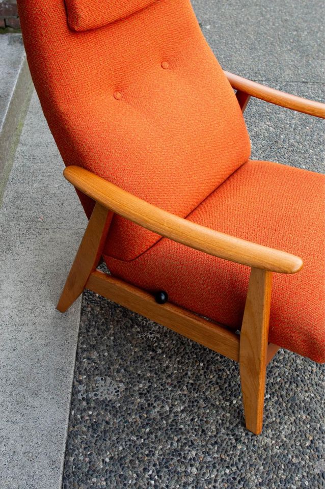 1960s Swedish Teak High Back Reclining Chair