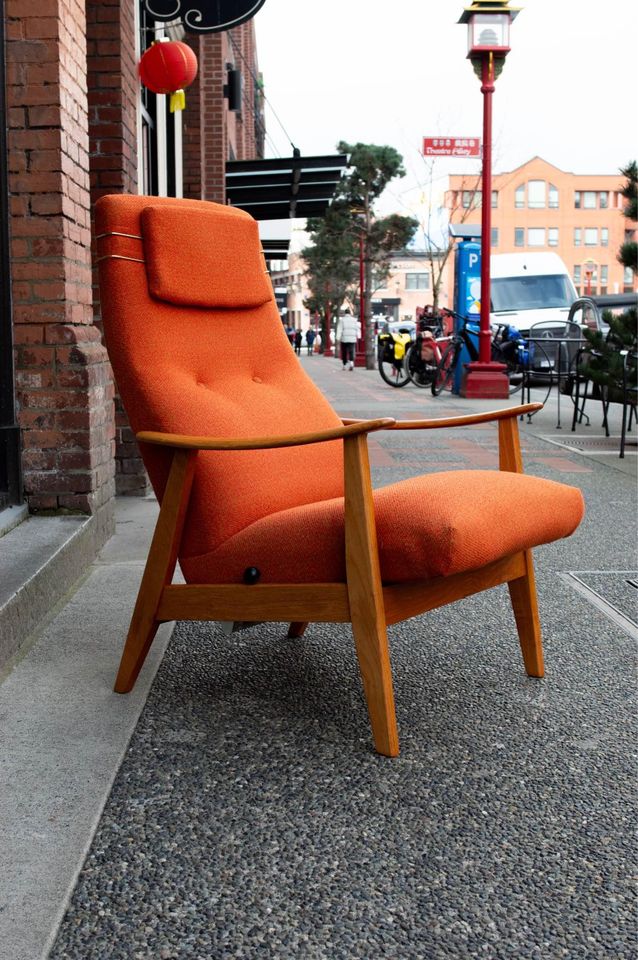 1960s Swedish Teak High Back Reclining Chair