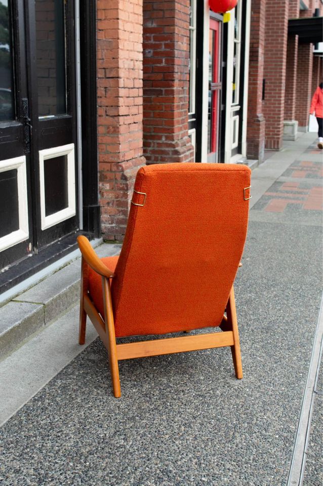 1960s Swedish Teak High Back Reclining Chair