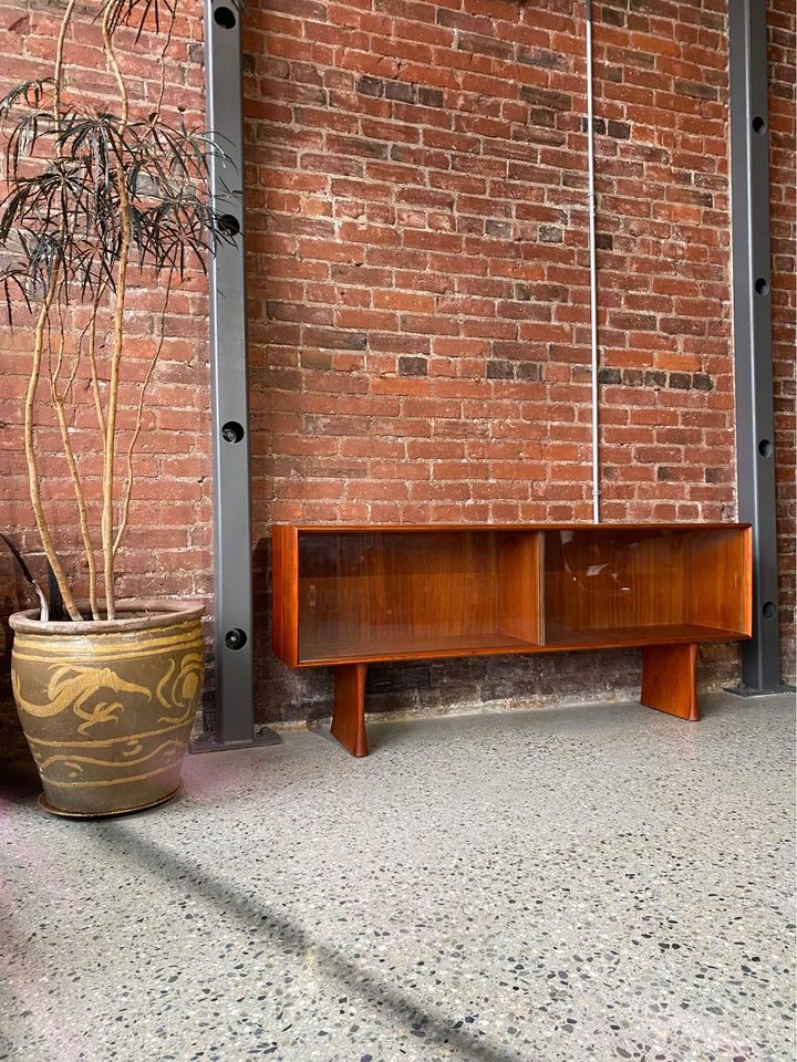 1960s Teak Credenza TV Stand Hutch