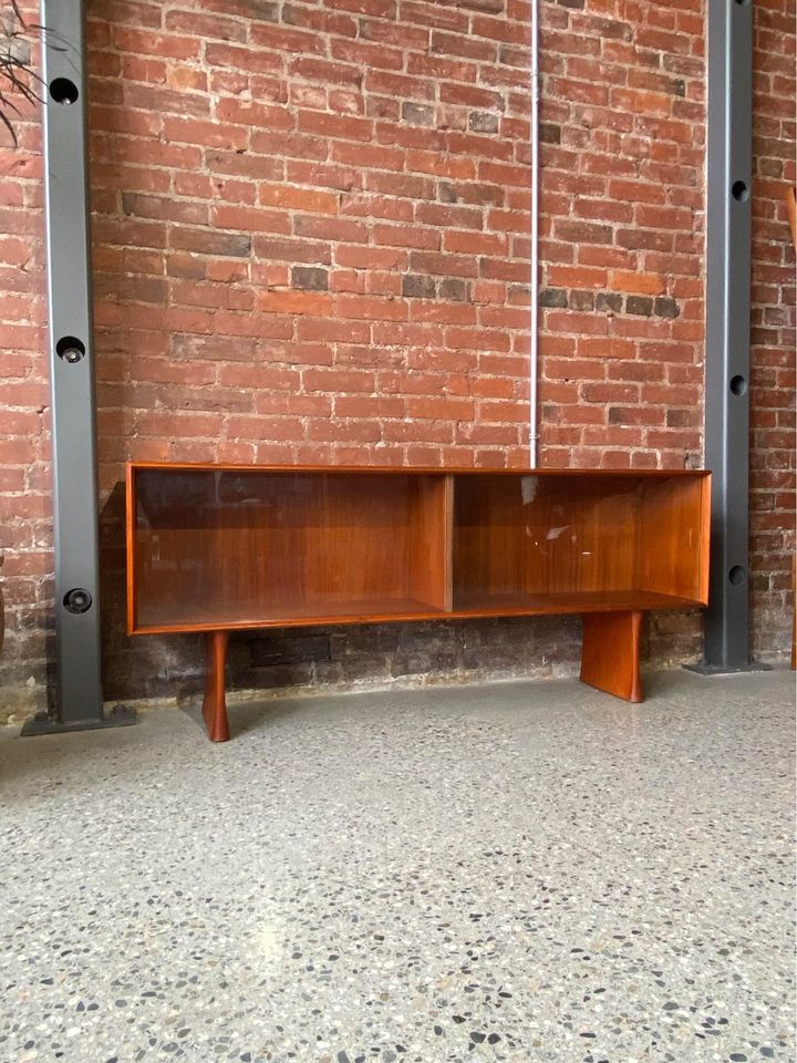 1960s Teak Credenza TV Stand Hutch