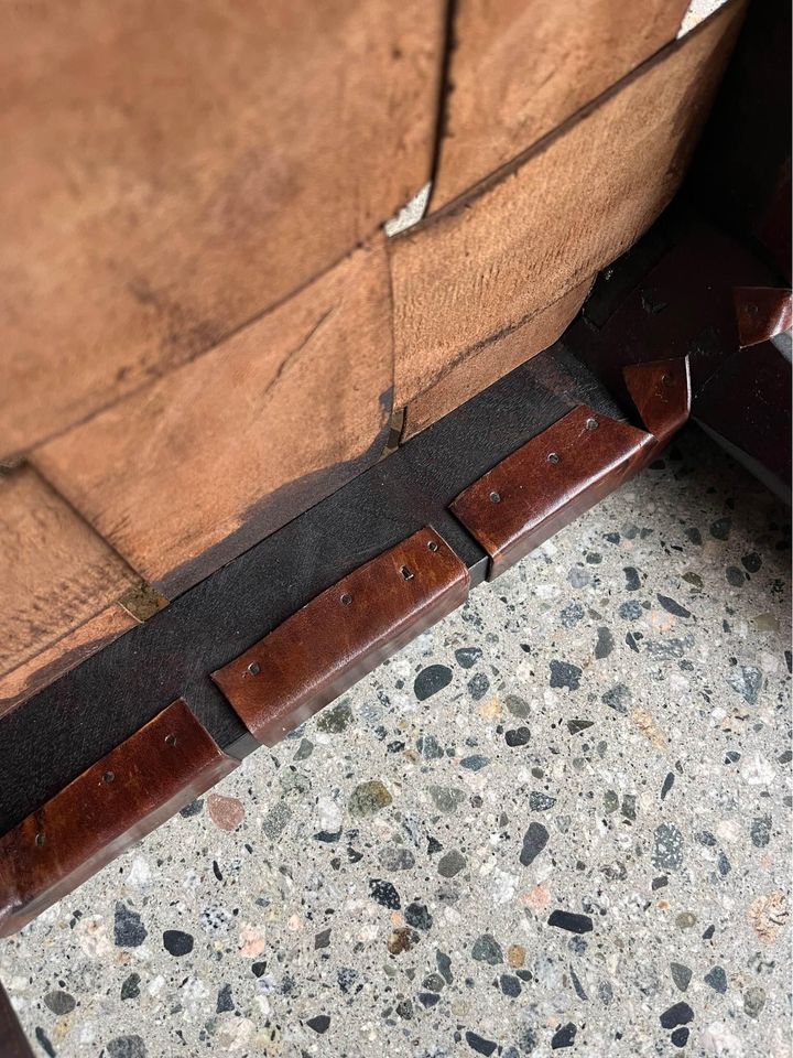 1960s Teak and Leather Stool by Edmond Spence