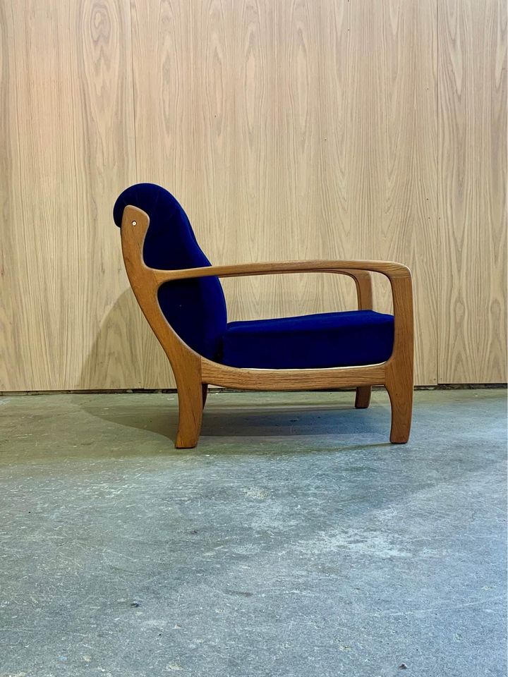 1960s Teak and Velvet Lounge Chair by R Huber