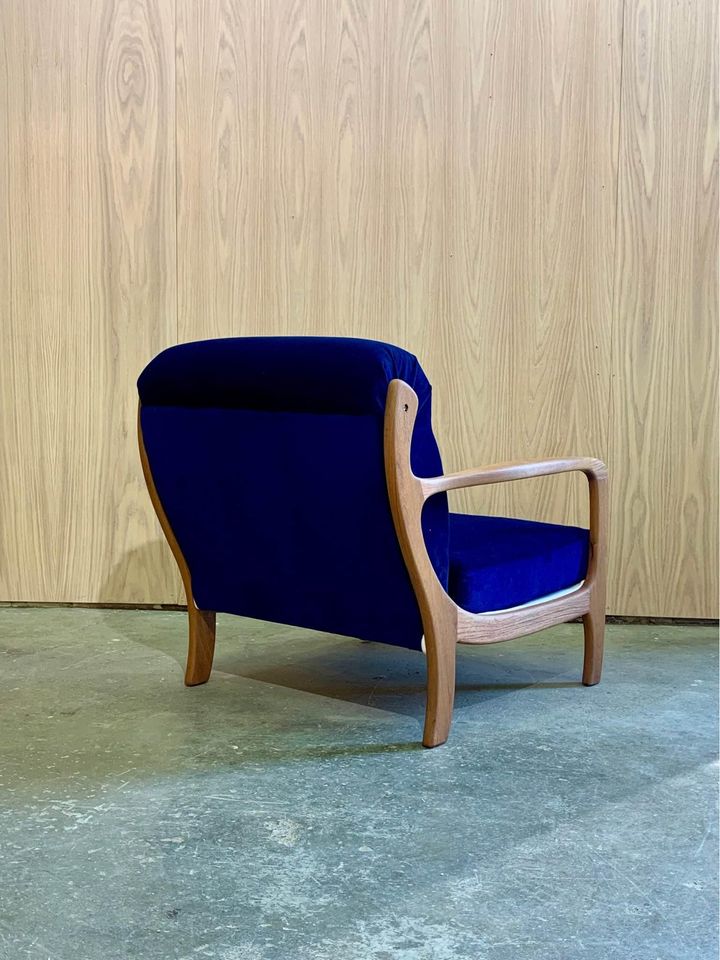 1960s Teak and Velvet Lounge Chair by R Huber