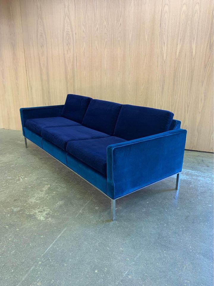 1960s Velvet and Steel Sofa