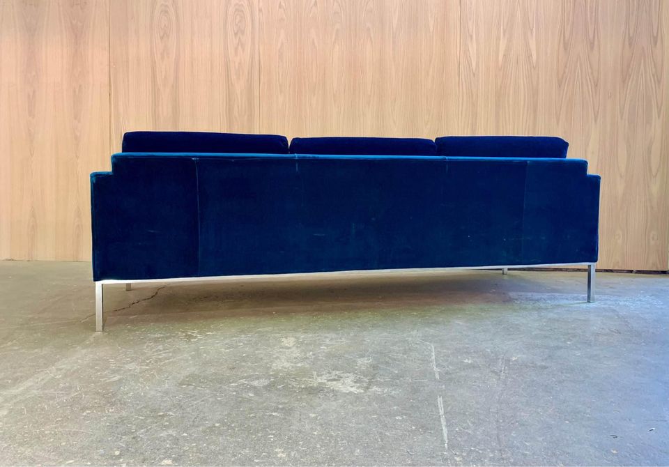 1960s Velvet and Steel Sofa