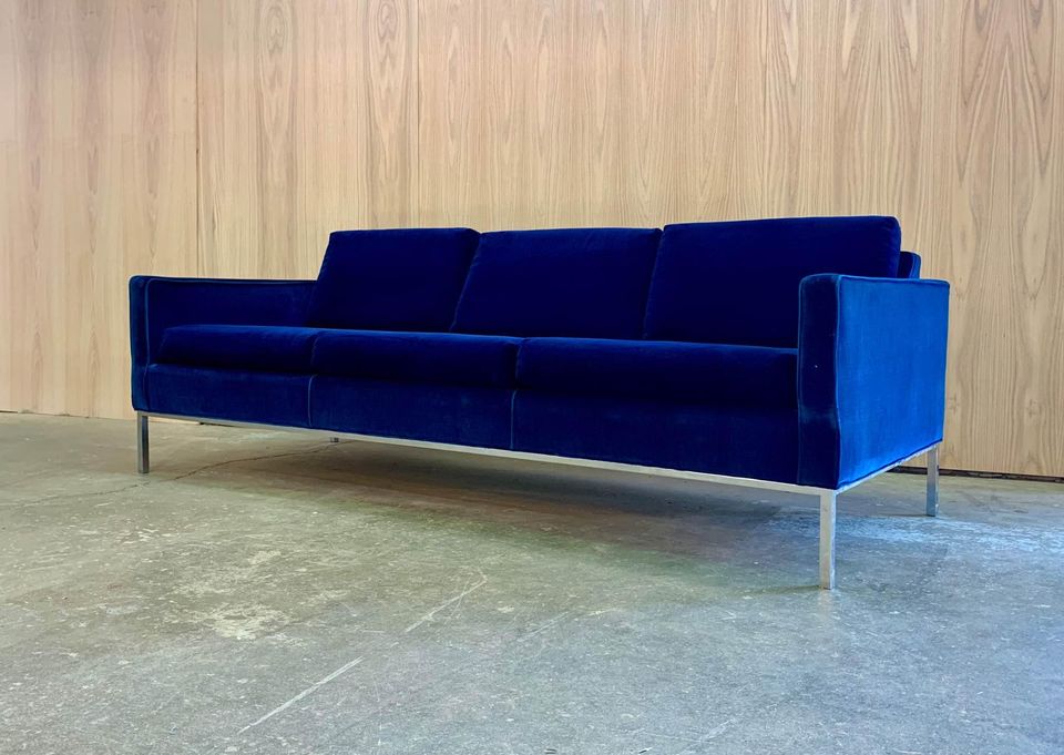 1960s Velvet and Steel Sofa