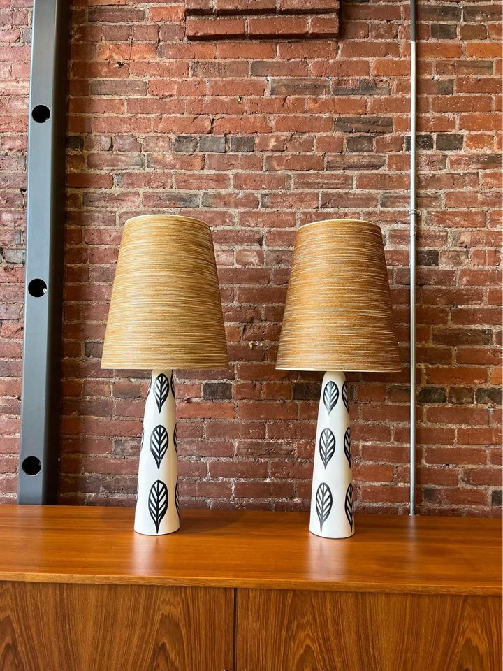 1960’s hand painted Lotte ceramic table lamps