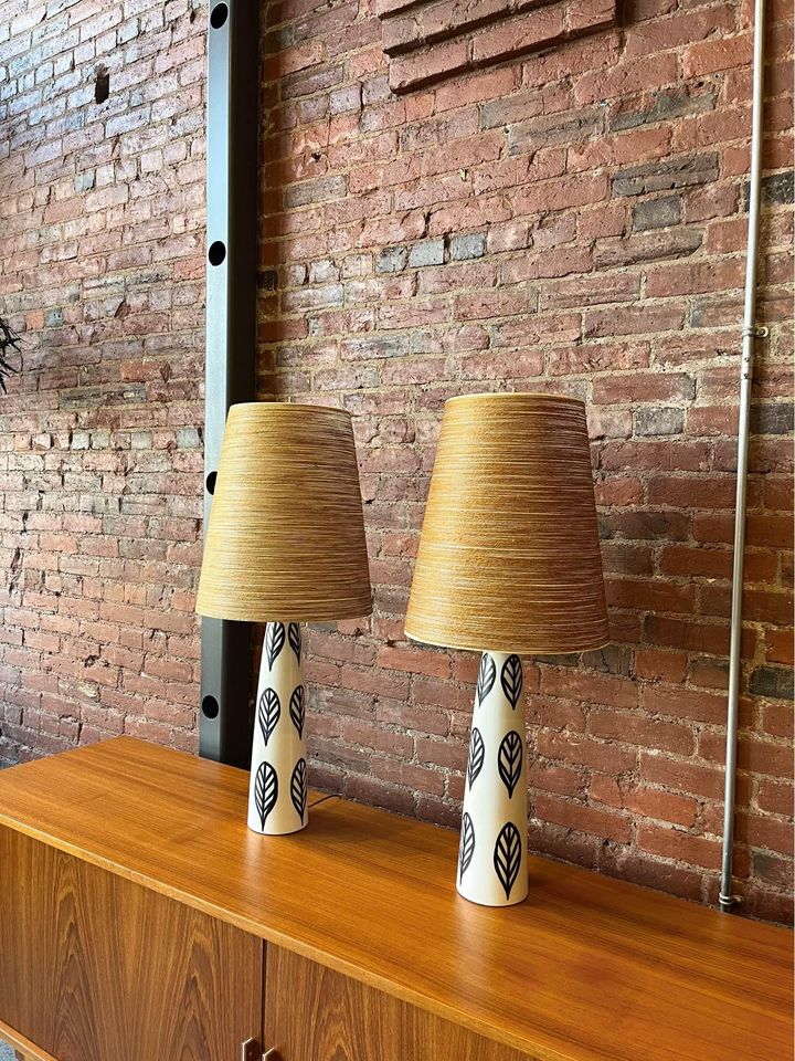 1960’s hand painted Lotte ceramic table lamps