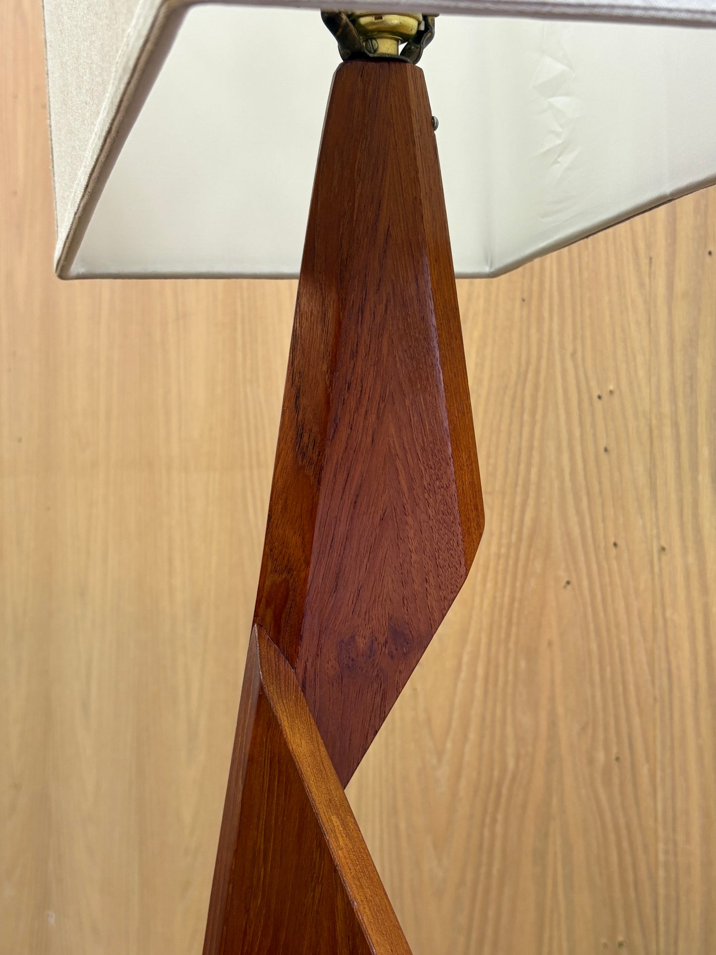 1960s Architectural Solid Teak Table Lamp
