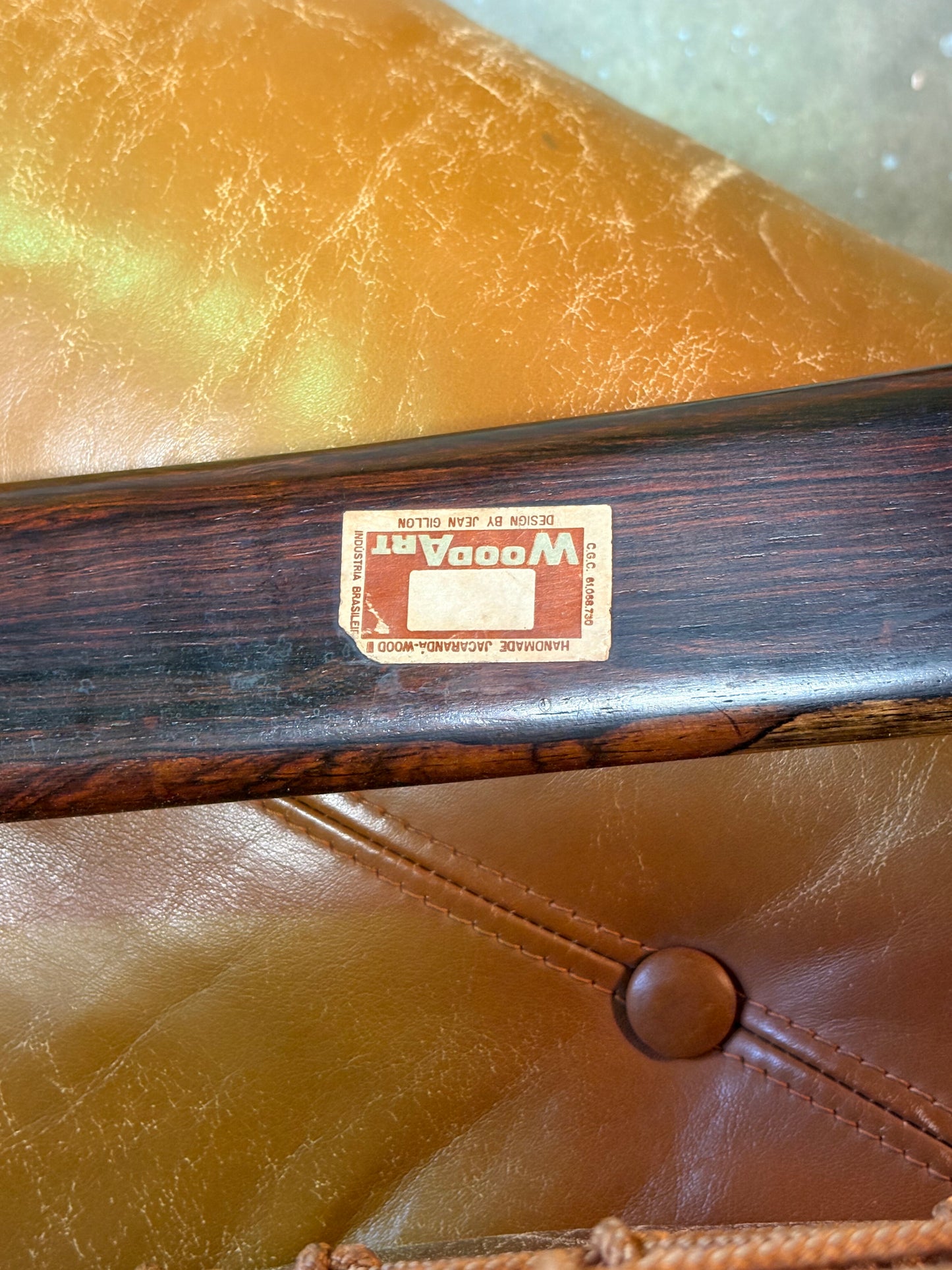 1960s Brazilian Rosewood and Leather Jangada Chair and Ottoman by Jean Gillon