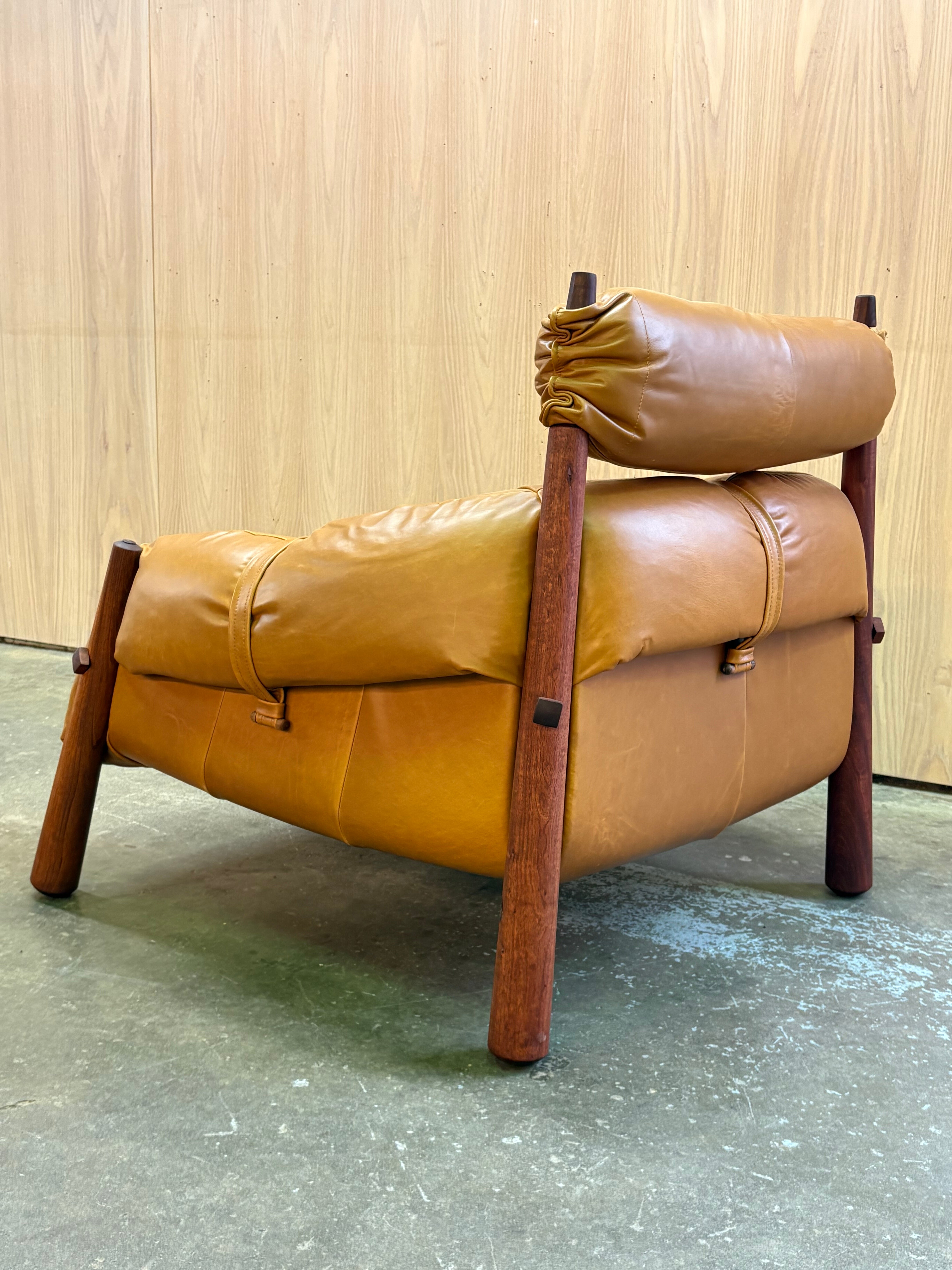 1960s Brazilian Wood and Leather MP81 Chair by Percival Lafer