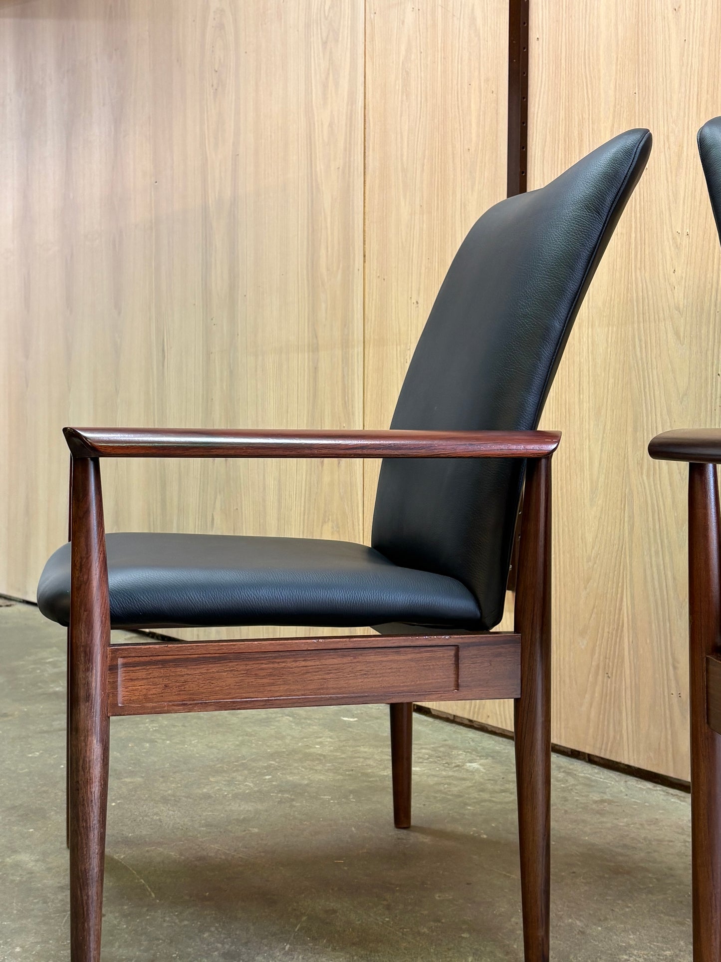 1960s Danish Rosewood and Leather Diplomat Chairs by Finn Juhl