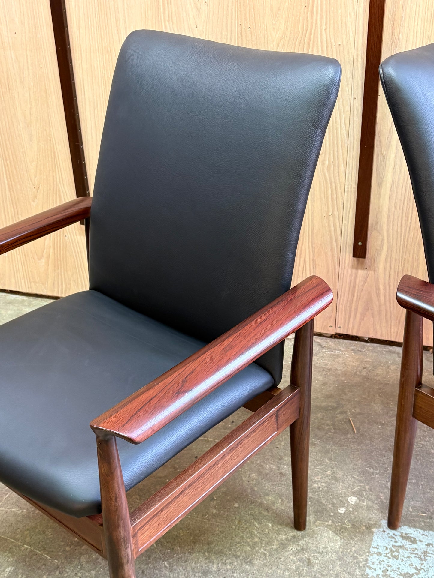 1960s Danish Rosewood and Leather Diplomat Chairs by Finn Juhl
