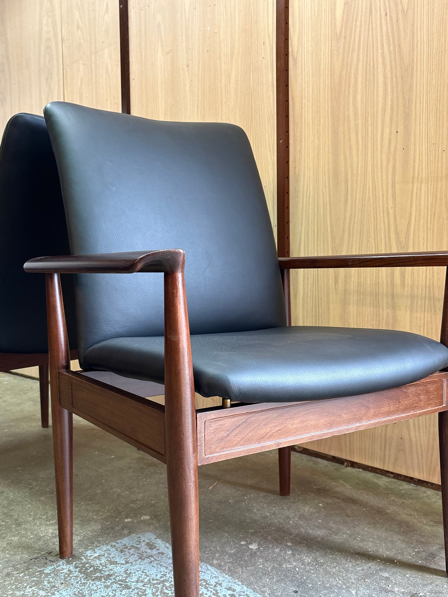1960s Danish Rosewood and Leather Diplomat Chairs by Finn Juhl