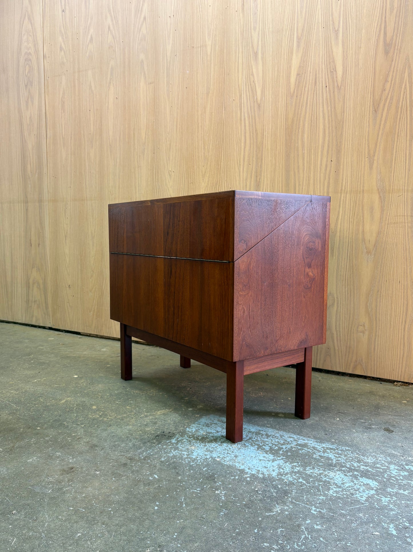 1960s Danish Teak Drop-Front Cabinet – Bar or Record Storage