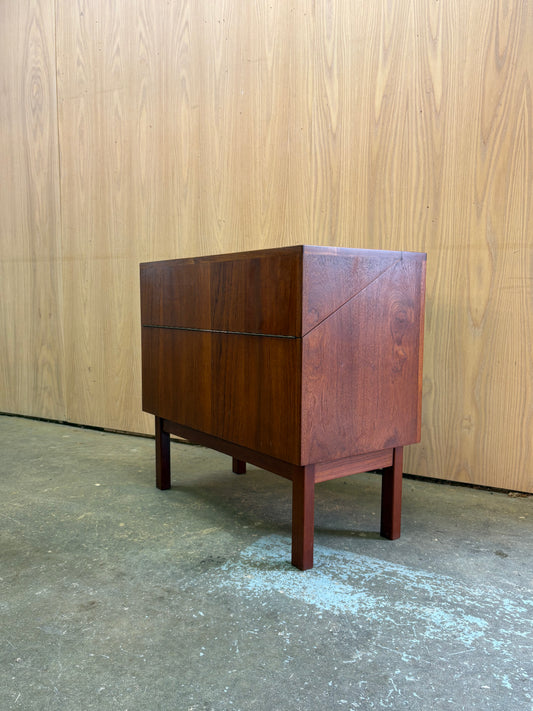 1960s Danish Teak Drop-Front Cabinet – Bar or Record Storage