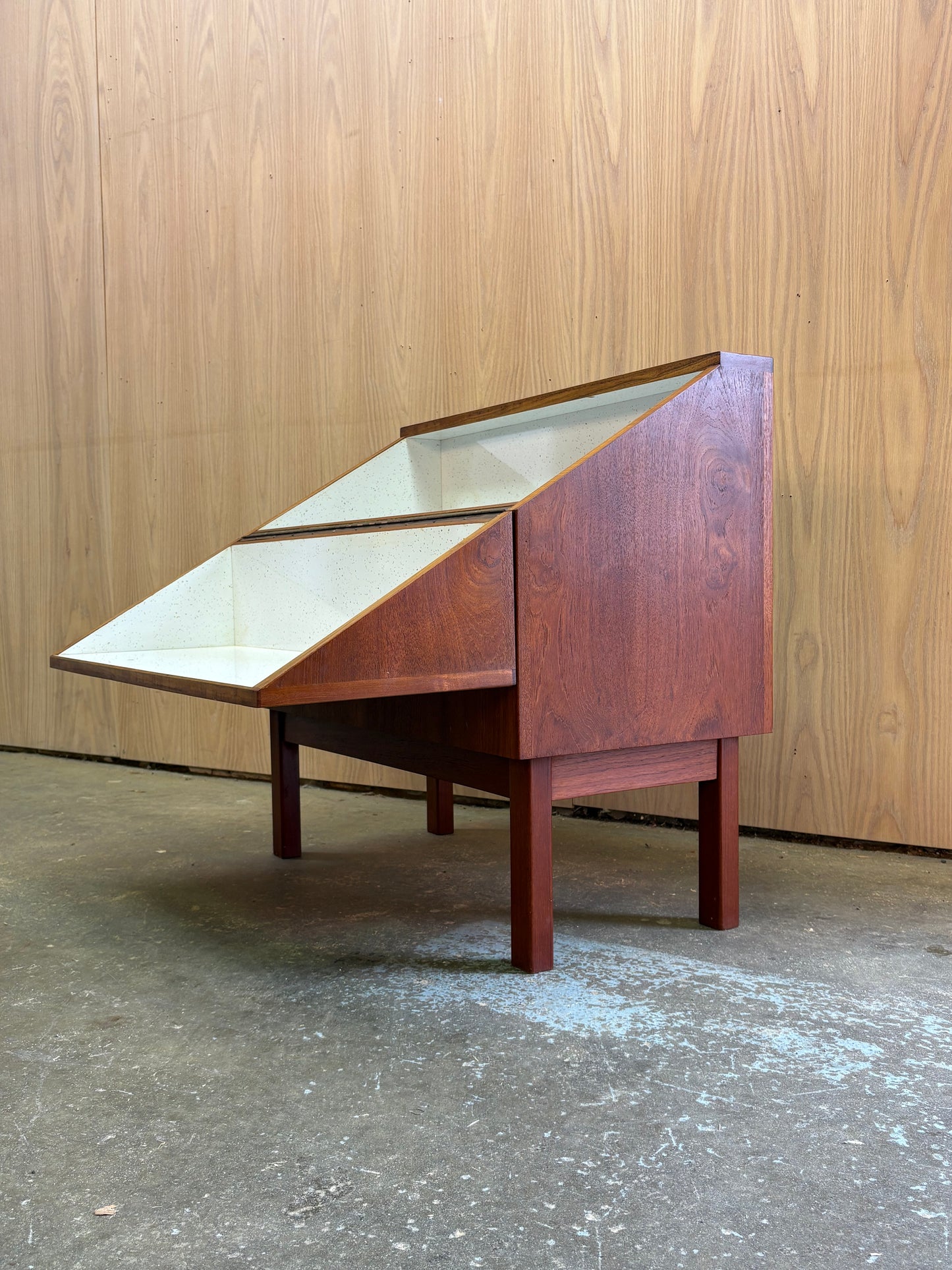 1960s Danish Teak Drop-Front Cabinet – Bar or Record Storage