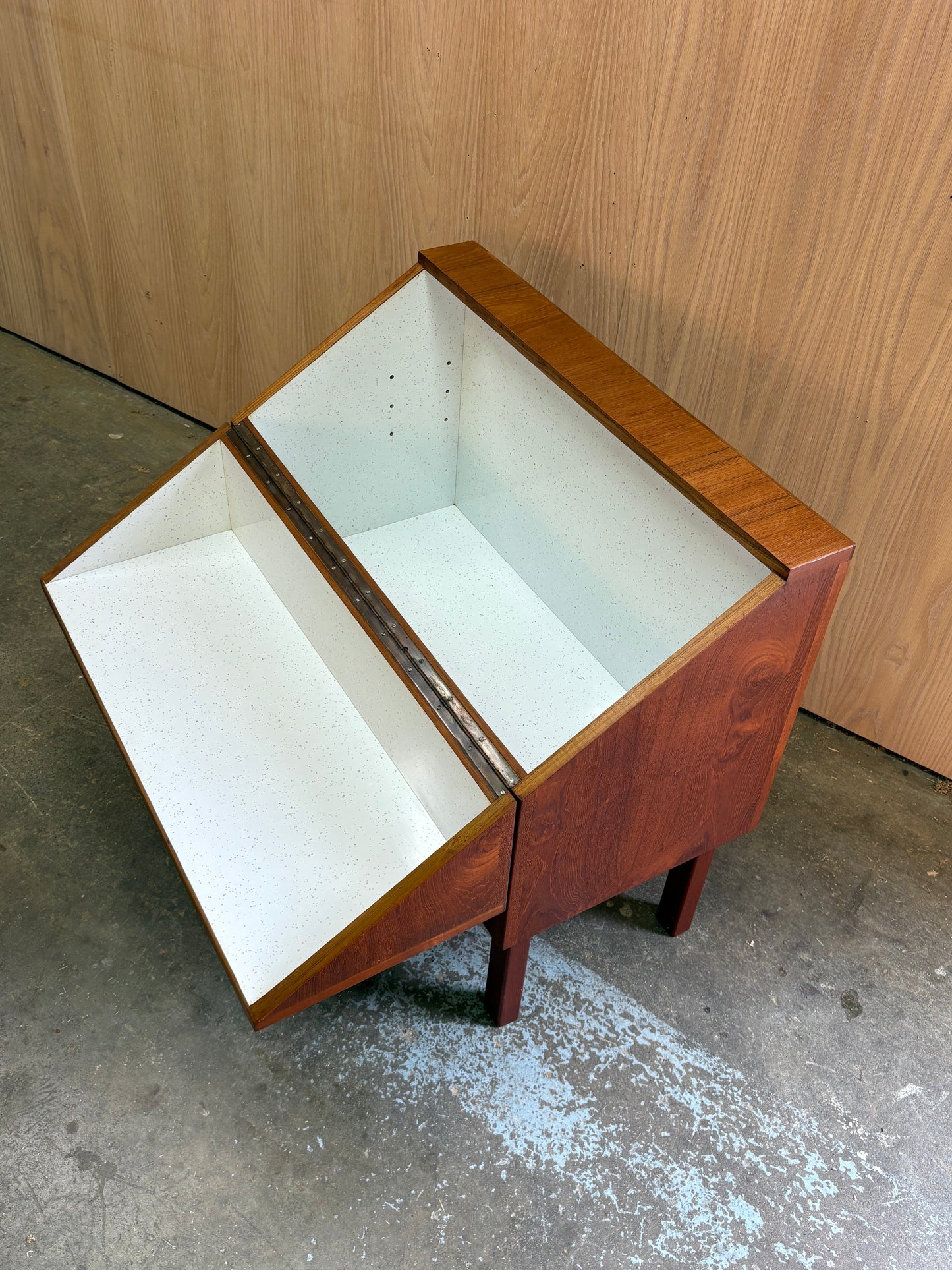 1960s Danish Teak Drop-Front Cabinet – Bar or Record Storage