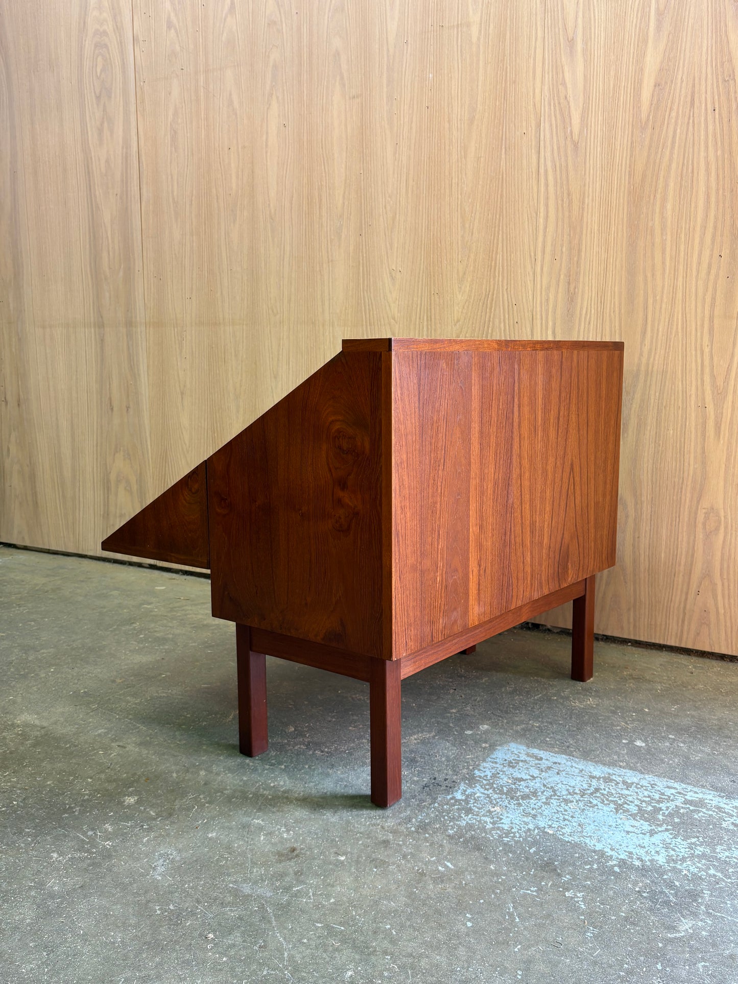 1960s Danish Teak Drop-Front Cabinet – Bar or Record Storage