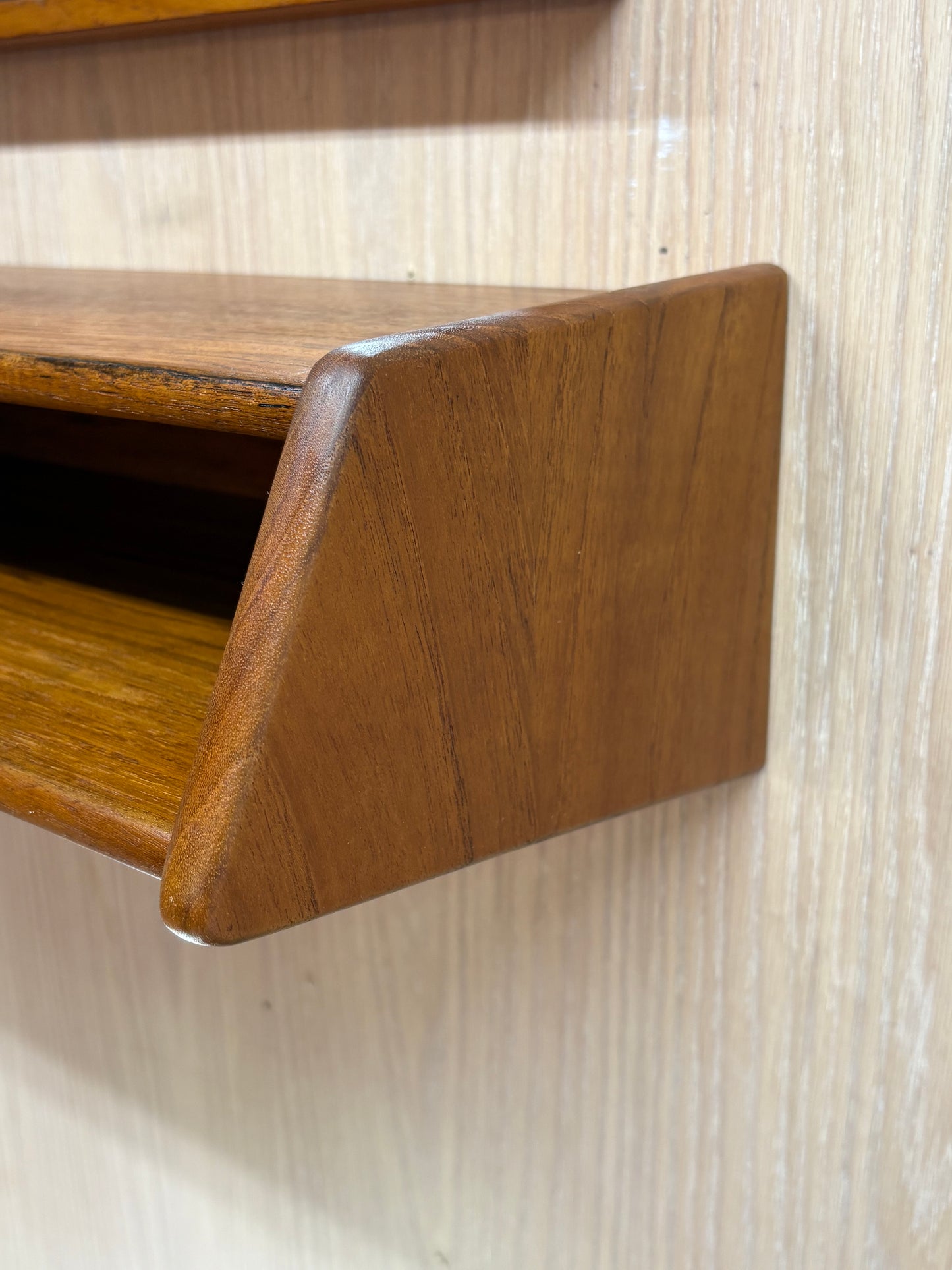1960s Danish Teak Floating Shelf & Mirror by Aksel Kjersgaard