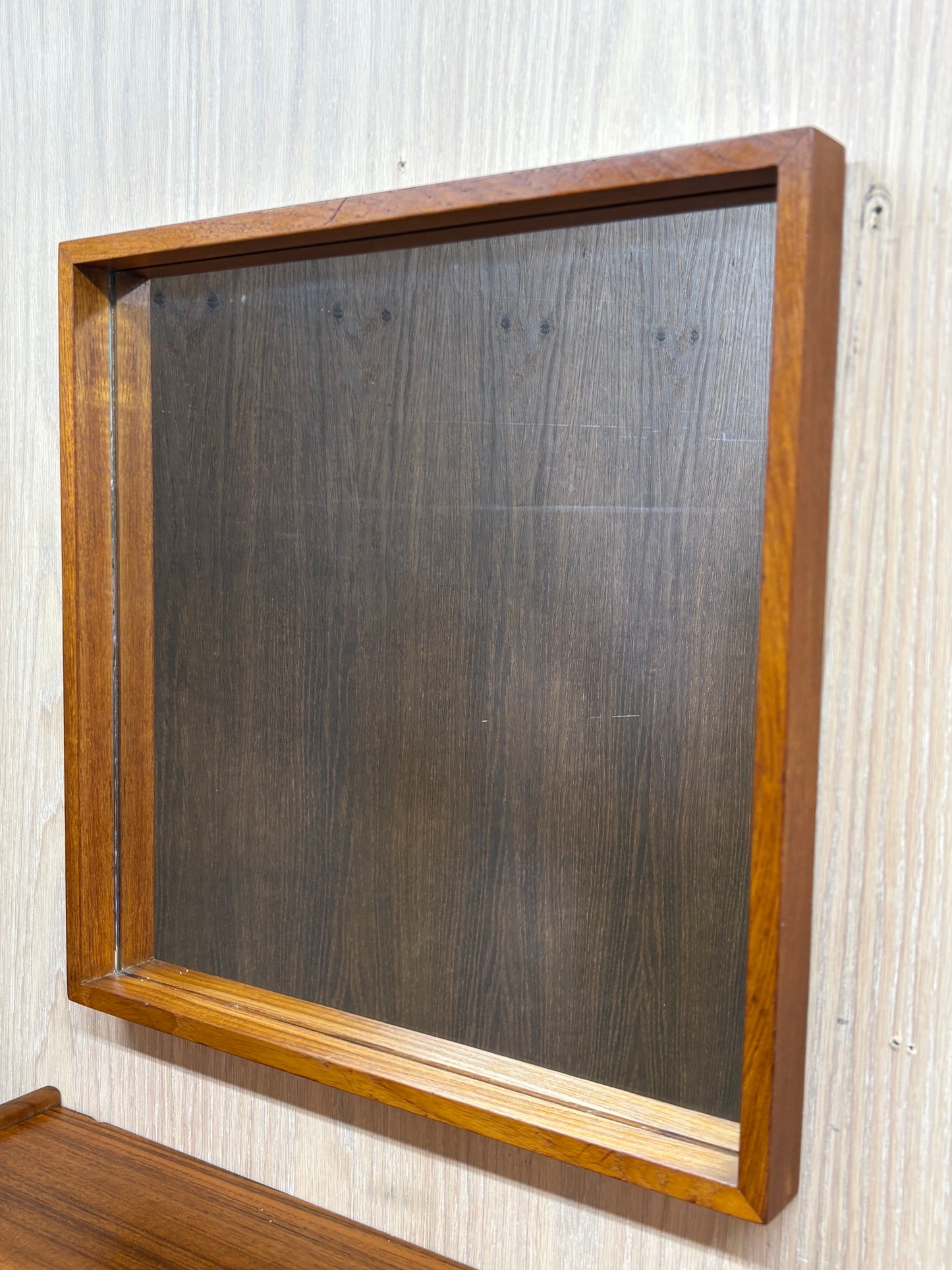 1960s Danish Teak Floating Shelf & Mirror by Aksel Kjersgaard