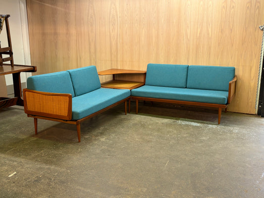 1960s Danish Teak Modular Sofa Group and Table by Peter Hvidt for France & Son