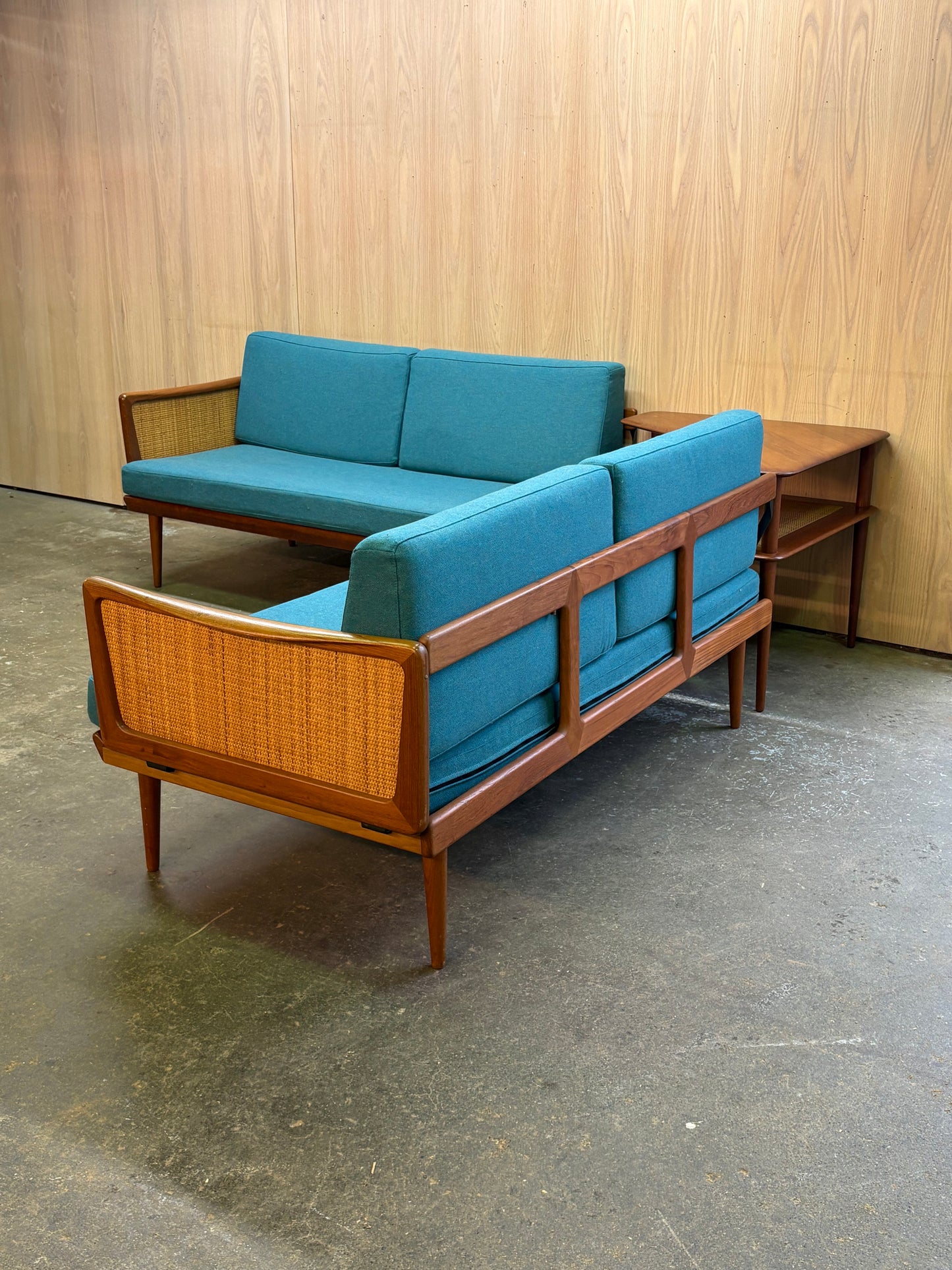 1960s Danish Teak Modular Sofa Group and Table by Peter Hvidt for France & Son