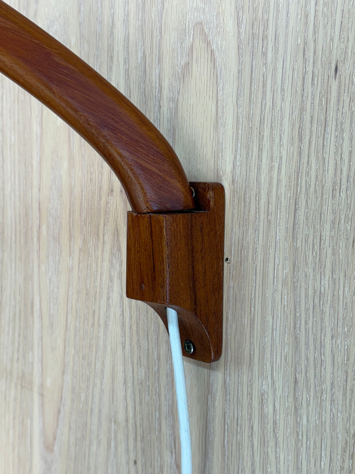 1960s Danish Teak Wall Light with Frosted Glass Shade