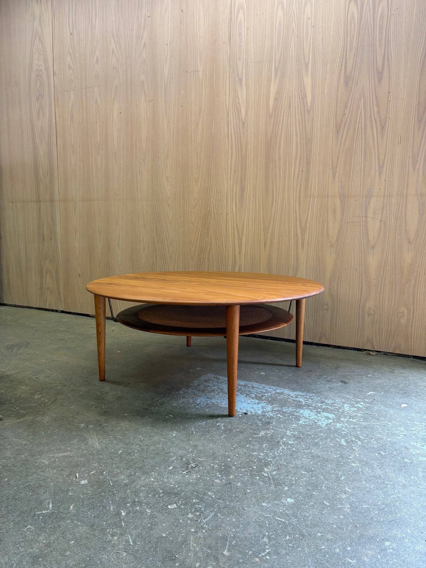 1960s Danish Teak & Rattan Coffee Table by Peter Hvidt for France & Son