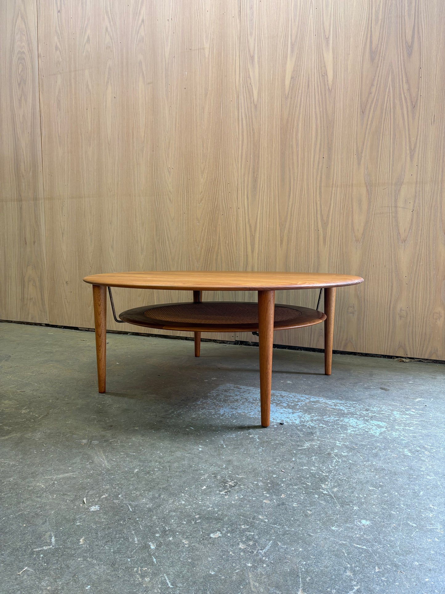 1960s Danish Teak & Rattan Coffee Table by Peter Hvidt for France & Son