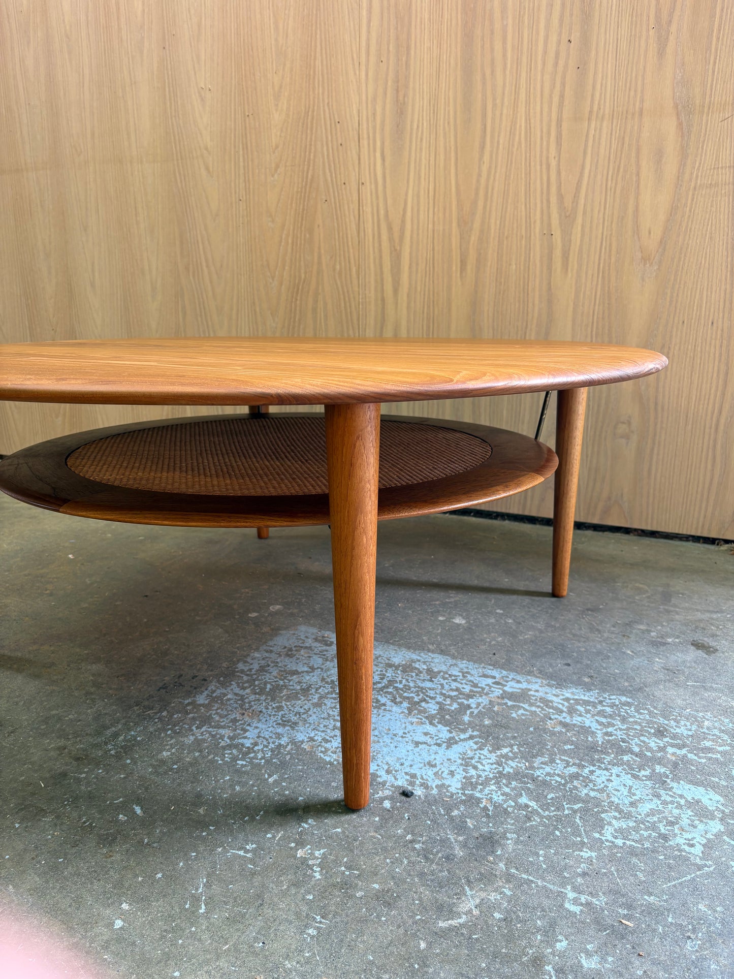 1960s Danish Teak & Rattan Coffee Table by Peter Hvidt for France & Son