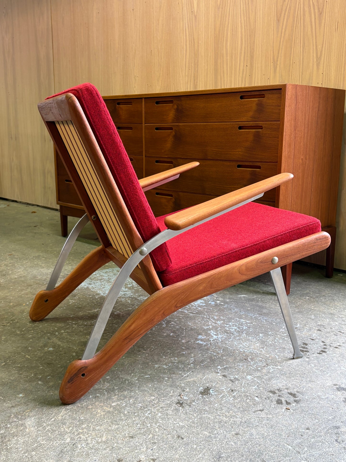1960s Danish Teak and Steel Lounge Chair by Arne Hovmand-Olsen