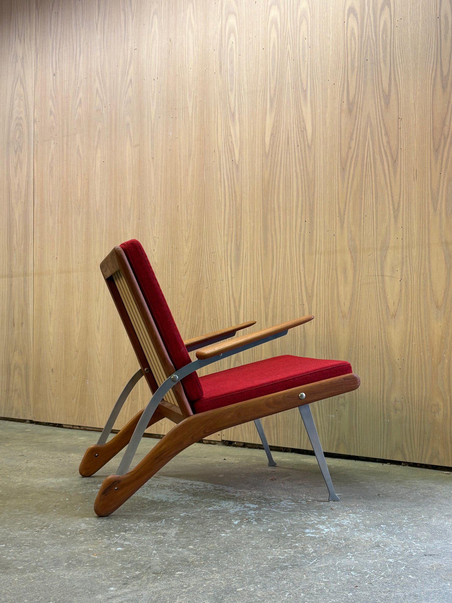 1960s Danish Teak and Steel Lounge Chair by Arne Hovmand-Olsen