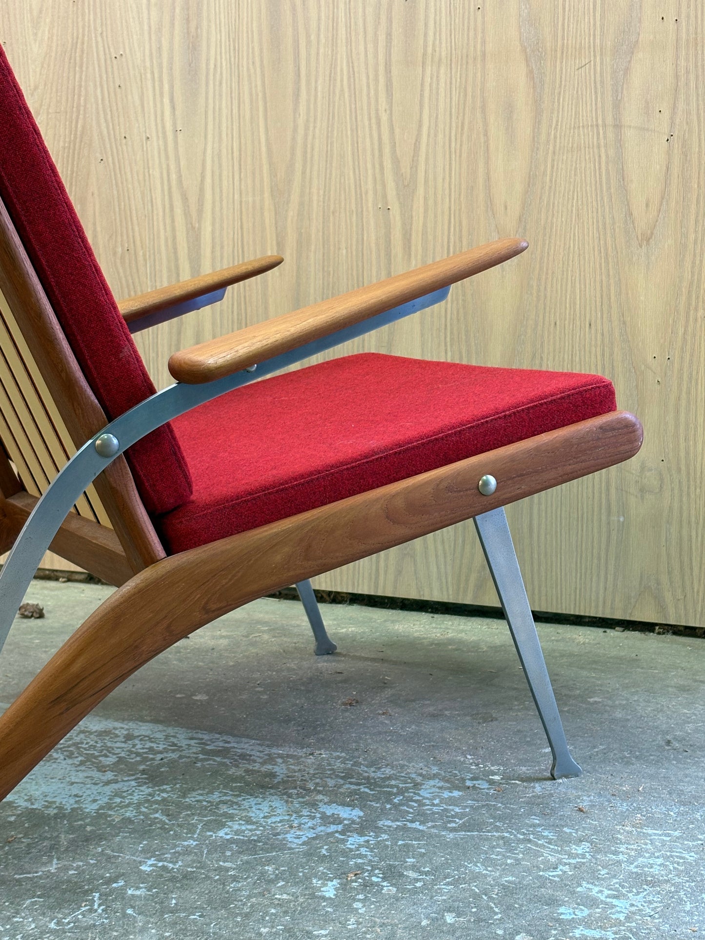 1960s Danish Teak and Steel Lounge Chair by Arne Hovmand-Olsen